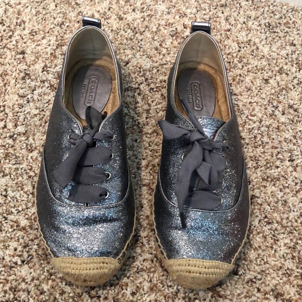 Coach gun metal glitter Ramira espadrille